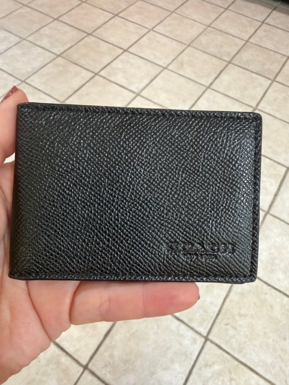 Coach Black Textured Leather Card Holder
